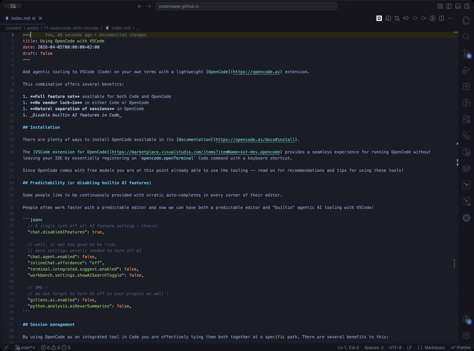 Demonstration of opencode